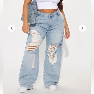 Ripped Straight Legged Jeans